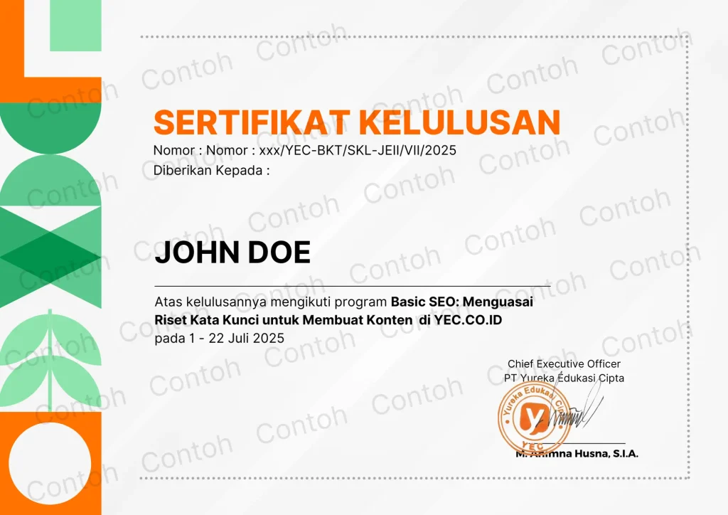 Sertifikat Jago Excel
